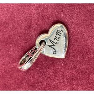 Chamilia Sterling Silver Heart Mum Pink Rhinestone Bead Dangle Charm #71623